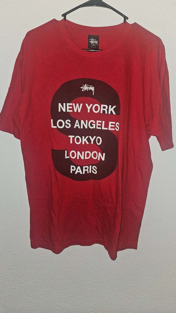 Stussy S Cities Graphic Red Short Sleeve T-Shirt